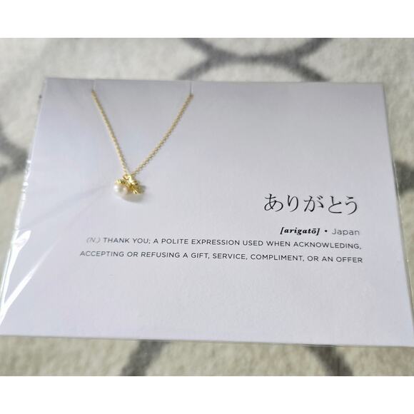 14K Gold Dipped Necklace Arigato Japan Word NWT - Picture 4 of 6